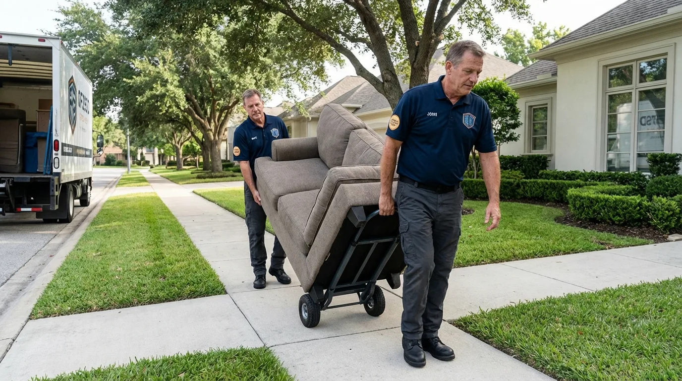 Local residential moving crew loading furniture in West Branch, MI